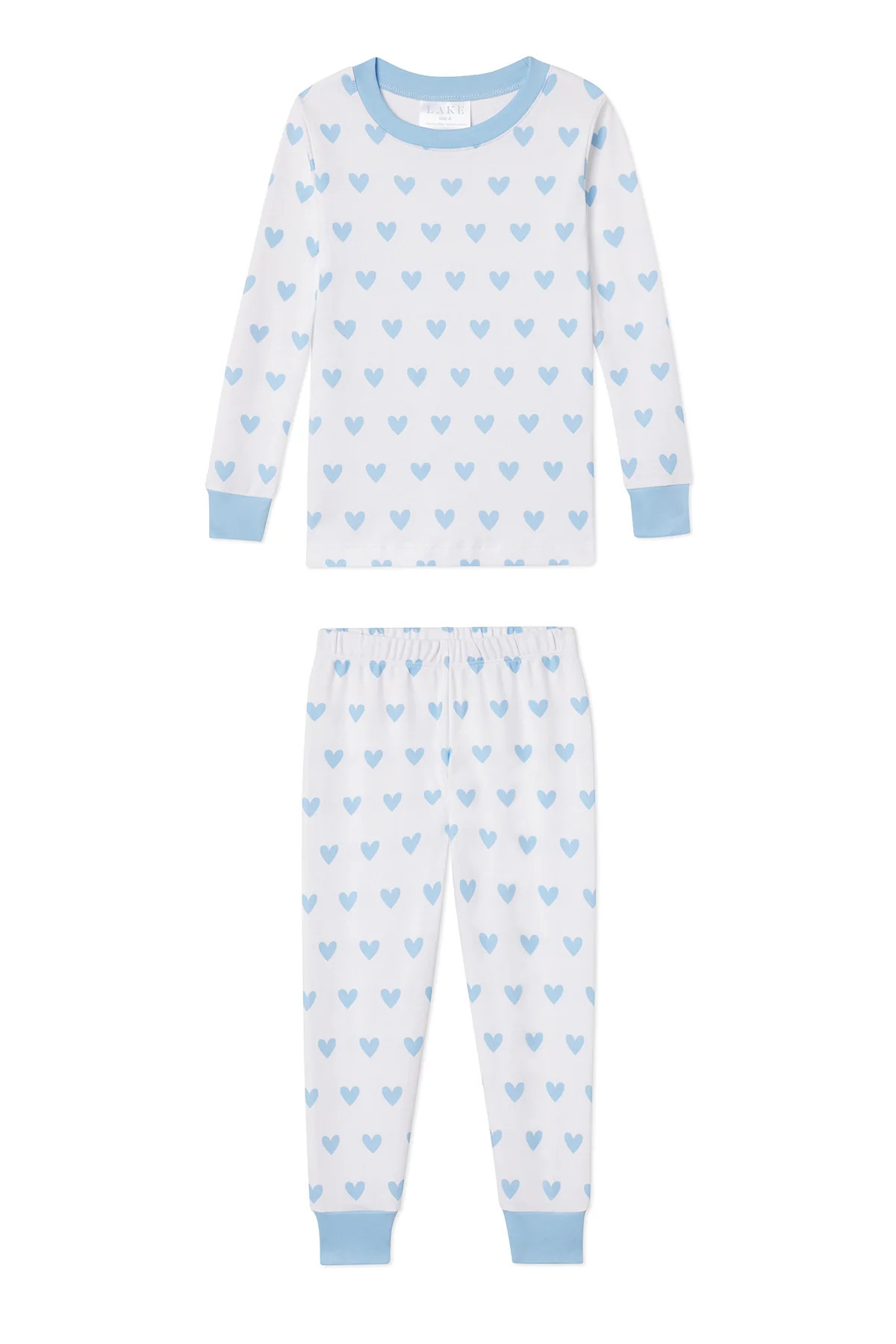 Kids Long-Long Set in Blue Heart | LAKE Pajamas