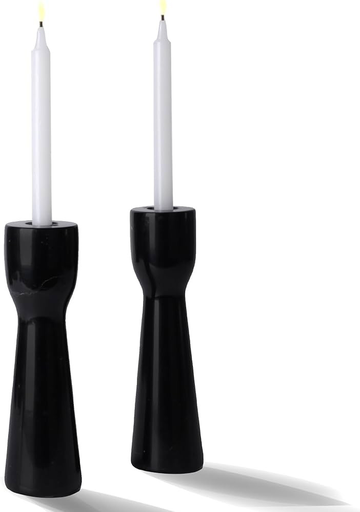 WORHE Candle Holders Black Candlesticks Holders 100% True Natural Marble Set of 2 Tapered Candles... | Amazon (US)