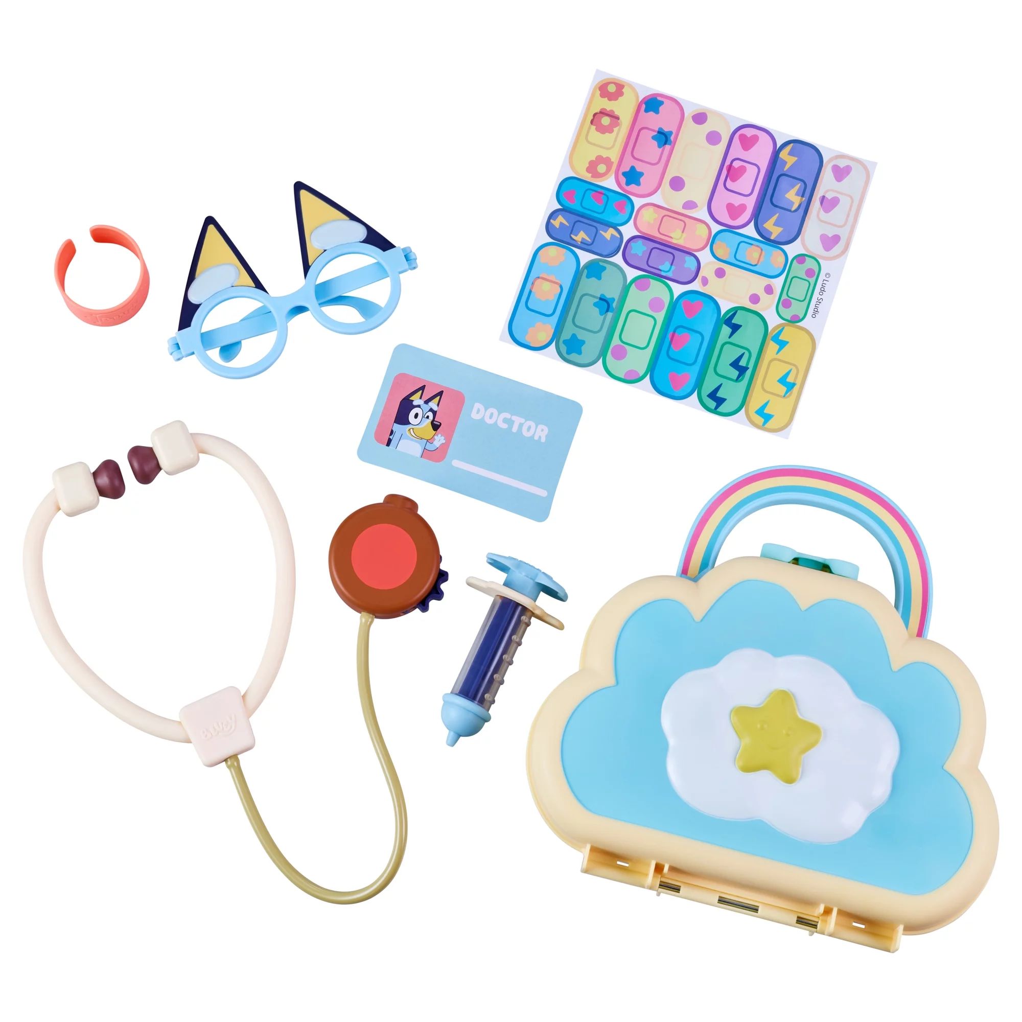 Bluey Cloud Bag Doctor's Set, Doctor Check Up Set, Toy Doctor's Playset with 7 Play Pieces, Steth... | Walmart (US)