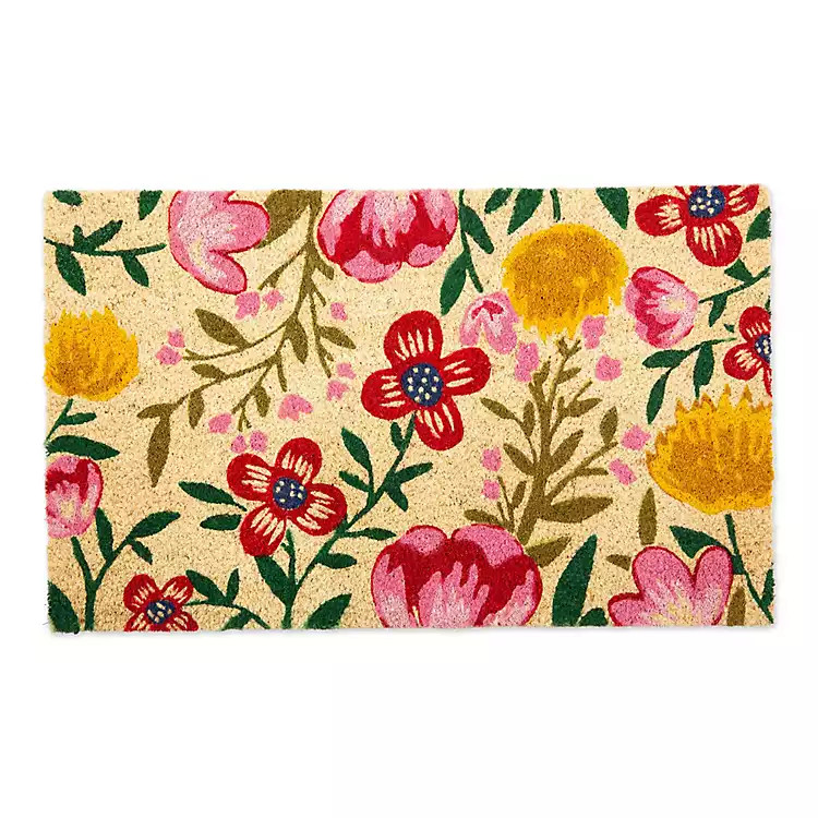 New! Bright Summer Blossoms Coir Doormat | Kirkland's Home