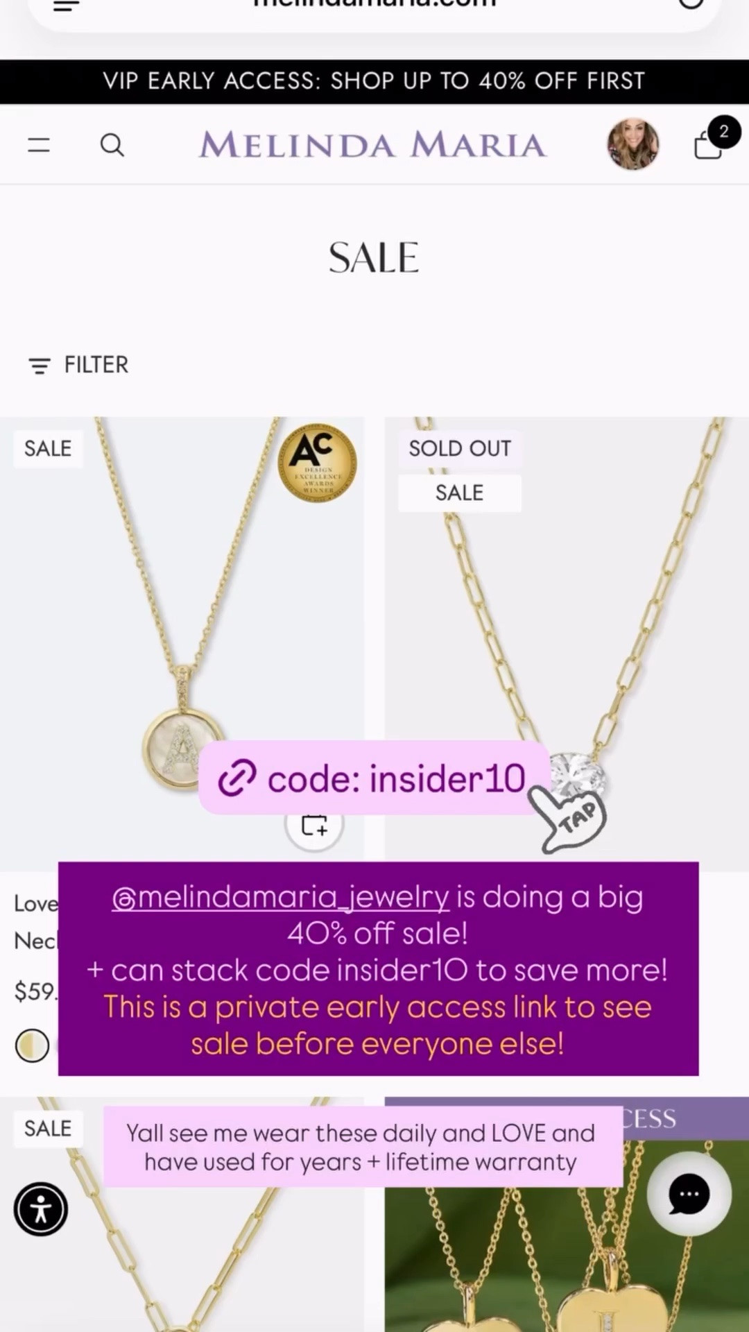 Yall see me wear these daily and LOVE and have used for years + lifetime warranty  @melindamaria_jewelry is doing a big 40% off sale! 
+ can stack code insider10 to save more!  This is a private early access link to see sale before everyone else!