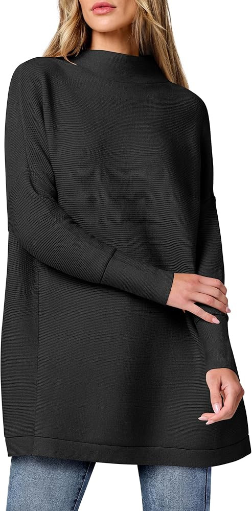 ANRABESS Women Oversized Casual Loose Turtleneck Long Sleeve Slouchy Baggy Knit Tunic Sweaters Pu... | Amazon (US)