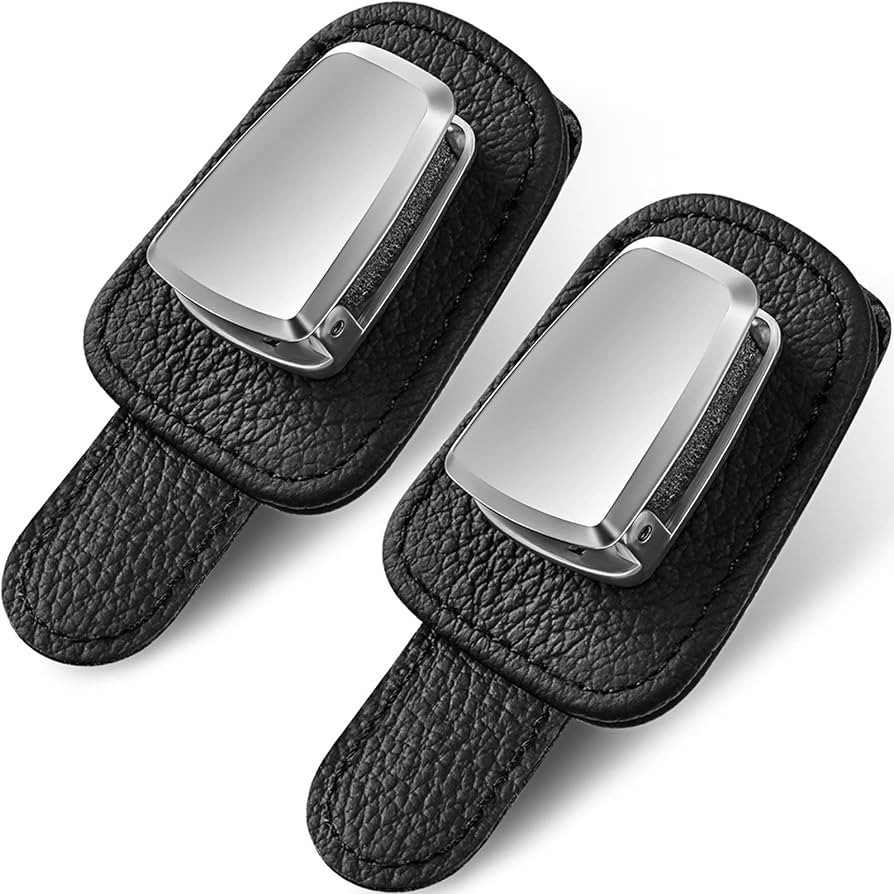 2 Packs Car Glasses Holder Universal Car Visor Sunglasses Holder Clip Leather Eyeglasses Hanger a... | Amazon (US)