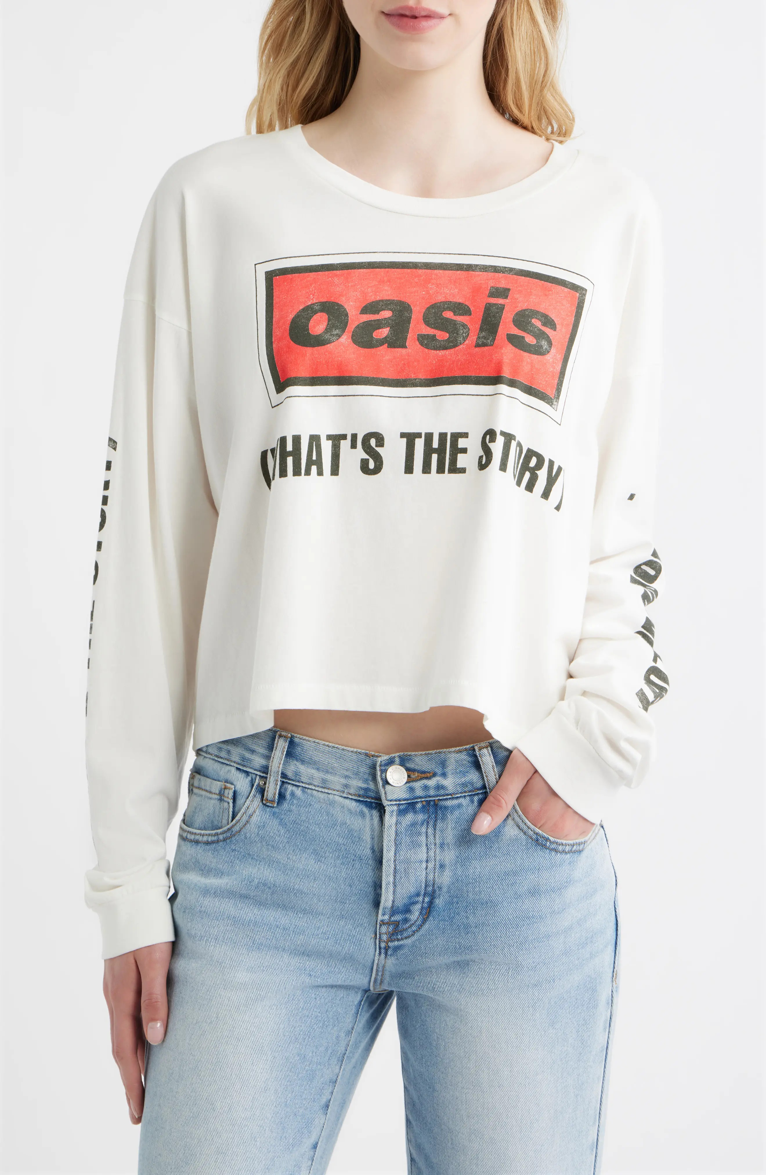 Daydreamer Oasis Long Sleeve Crop Graphic T-Shirt (Women) | Nordstrom | Nordstrom