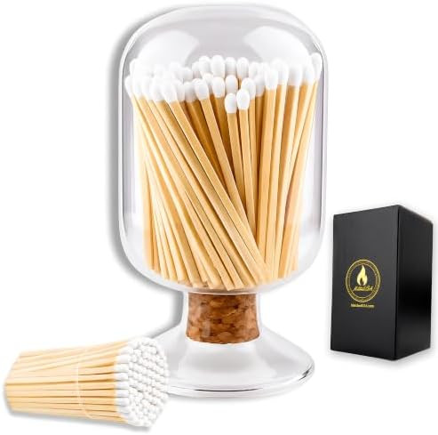 Includes Matches | Decorative Glass Matches Cloche | Bottle Jar Fireplace Candle Match Holder Gif... | Amazon (US)