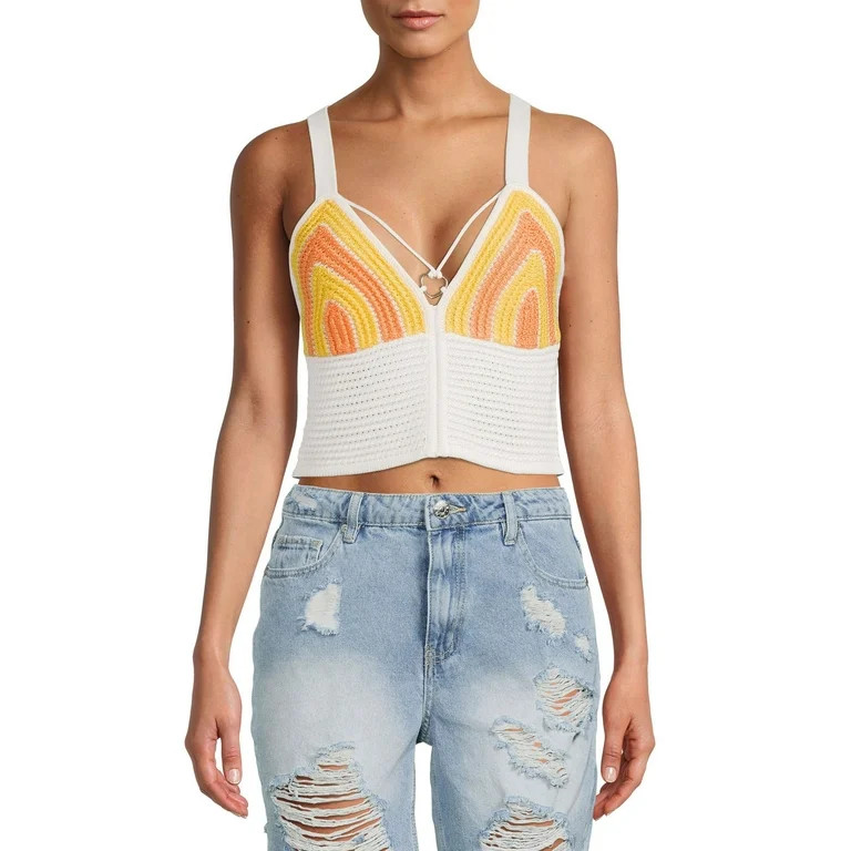 Madden NYC Juniors' Heart O Ring Crochet Top - Walmart.com | Walmart (US)