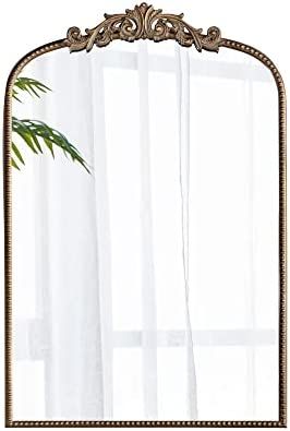 A&B Home Arched Vertical Mirror - Gold Mirror for Wall Décor, 24" x 36" Wall Mounted Mirror with Met | Amazon (US)