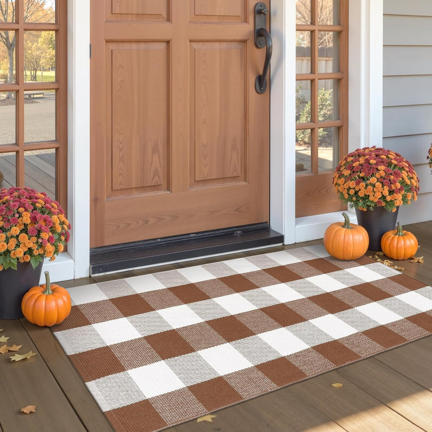 Buffalo Plaid Checkered Rug 24"x51" Fall Front Door Mat Outdoor Welcome Mat | Amazon (US)