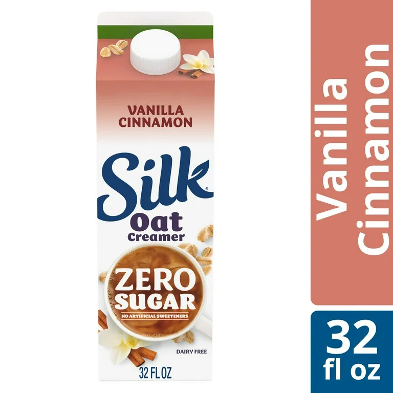 Silk Zero Sugar Dairy Free, Gluten Free, Vanilla Cinnamon Oat Creamer, 32 fl oz Carton - Walmart.... | Walmart (US)