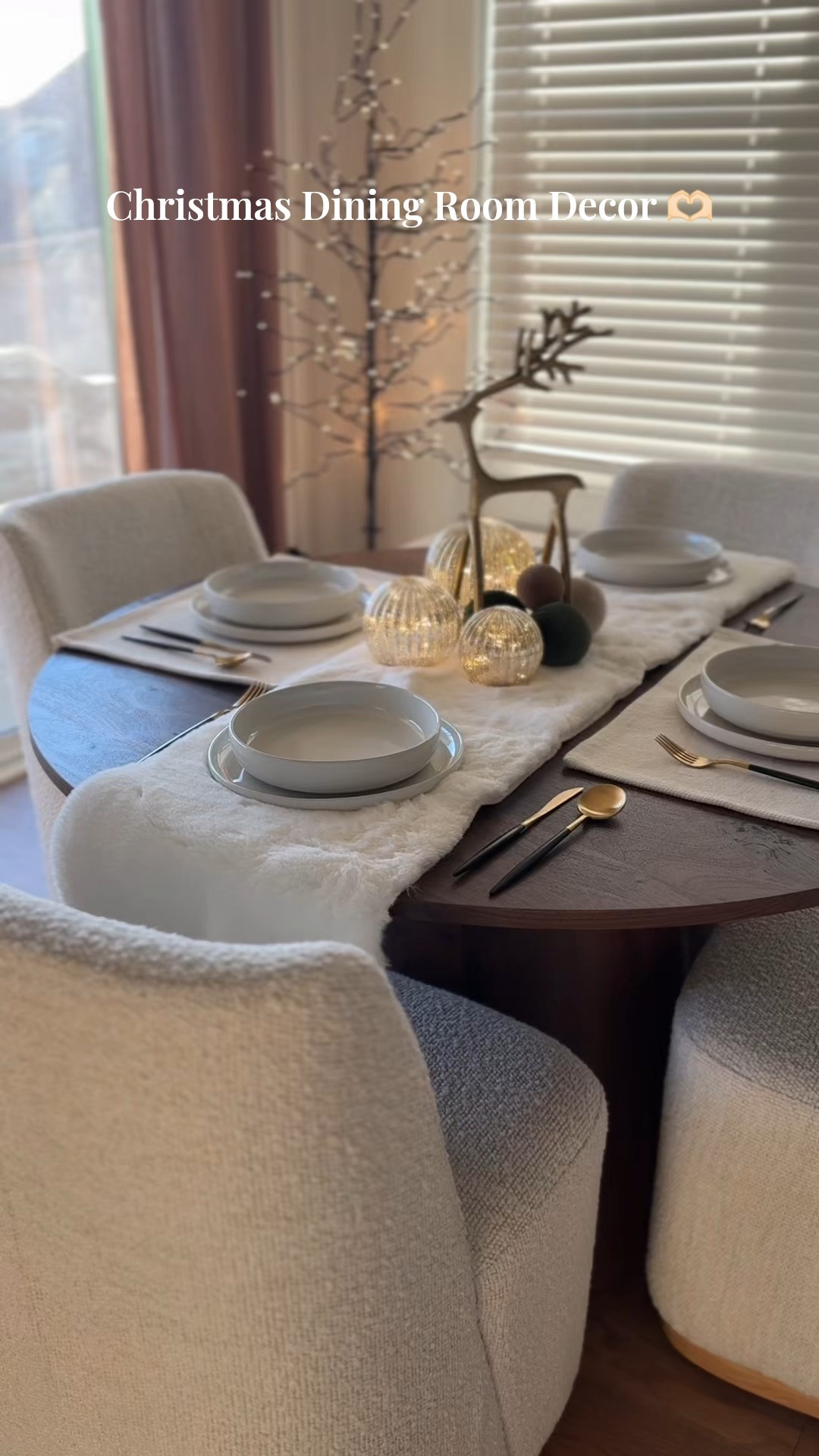 Cozy Christmas Dining Room Decor 🎄✨

Sharing this year’s Christmas dining room setup and the pieces I used to create a warm, neutral, cozy holiday look. From layered textures to ornaments and reindeer, this space feels festive without being overwhelming — perfect for hosting or everyday holiday vibes.

I linked everything I used, including:
✨ My dining table + chairs
✨ Christmas ornaments
✨ Table runner + centerpiece pieces
✨ Decorative reindeer
✨ Neutral Christmas accents

If you’re styling a simple, elegant Christmas tablescape this year, these pieces are perfect for creating that cozy, elevated holiday look. Shop everything below ⬇️

#LTKHome #LTKSeasonal #LTKHoliday