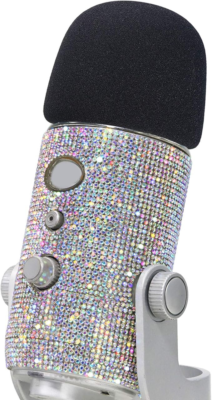 YOUSHARES Blue Yeti Pop Filter - Cute Glitter Sticker, Bling Diamond Shiny Skin with Mic Foam Win... | Amazon (US)