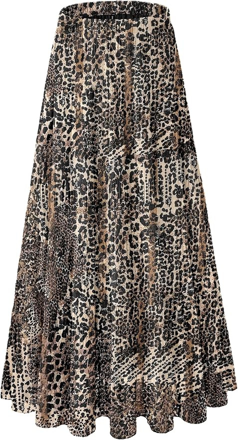 Women's Chiffon White Flowy Maxi Skirts Boho Fall Elastic Waisted Pleated A Line Long Skirt for W... | Amazon (US)