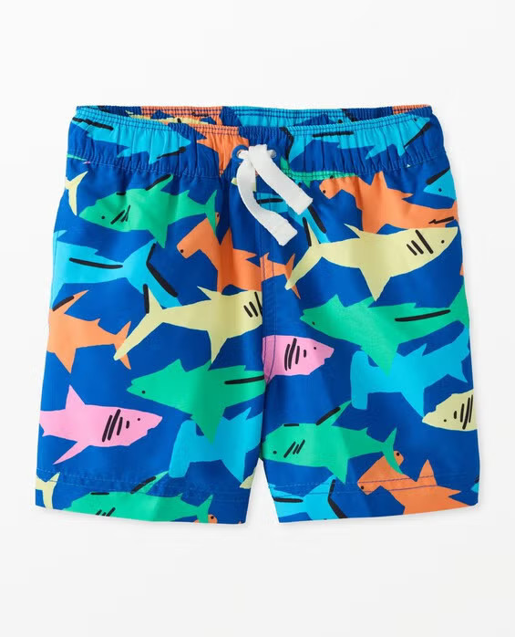 Boys' Grayson The Shark Swim Trunks in 100% Recycled Poly - Size Little Kids 6-7 by Hanna Andersson | Hanna Andersson