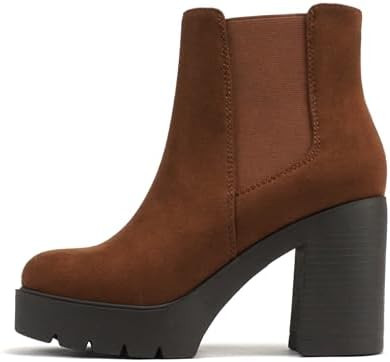 Soda EDITOR ~ Women Lug Sole High Heel Chelsea Fashion Ankle Boot w/Double Elastic Gore | Amazon (US)