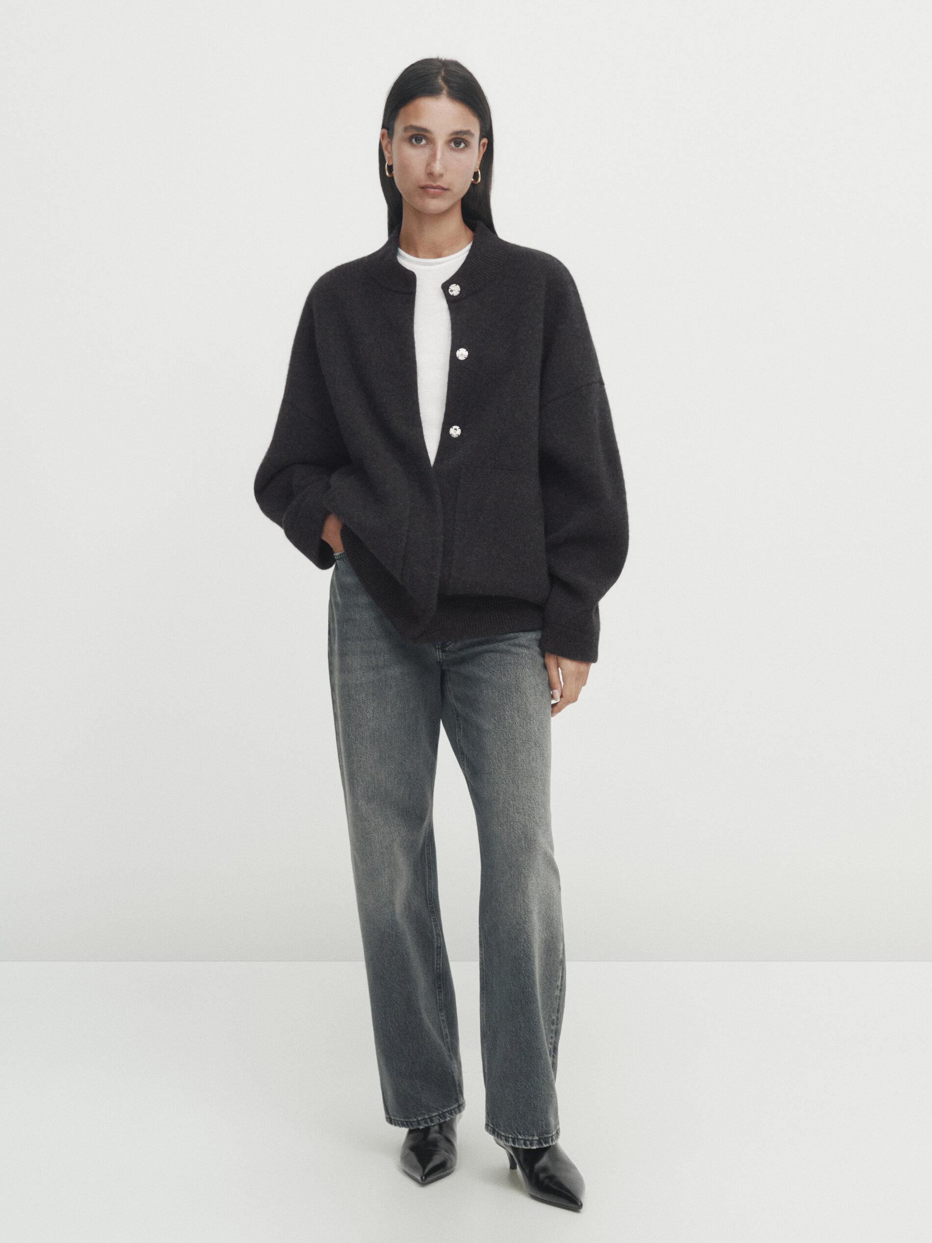 100% wool knit bomber jacket | Massimo Dutti UK