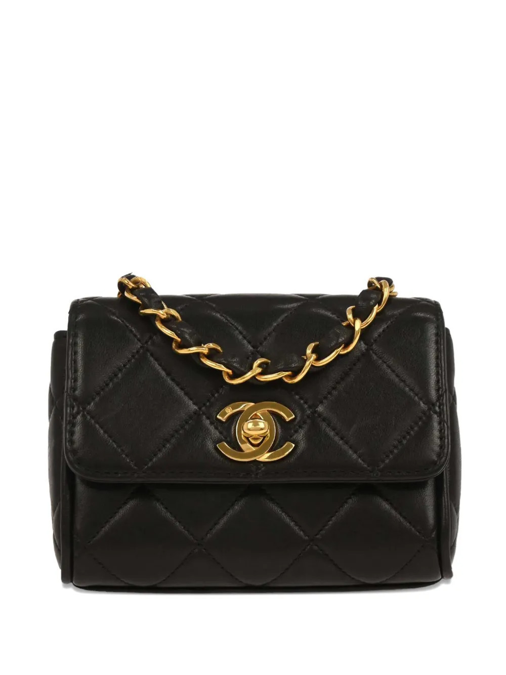 CHANEL Pre-Owned 1995 Lambskin Chain shoulder bag - Black | Farfetch Global