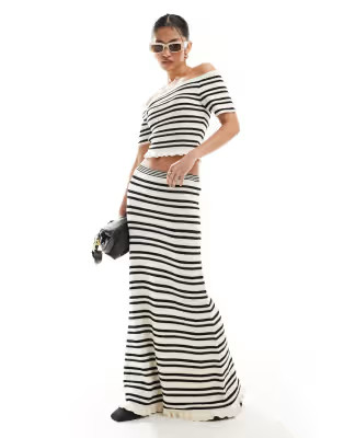 ASOS DESIGN knitted maxi skirt in textured stripe | ASOS (Global)