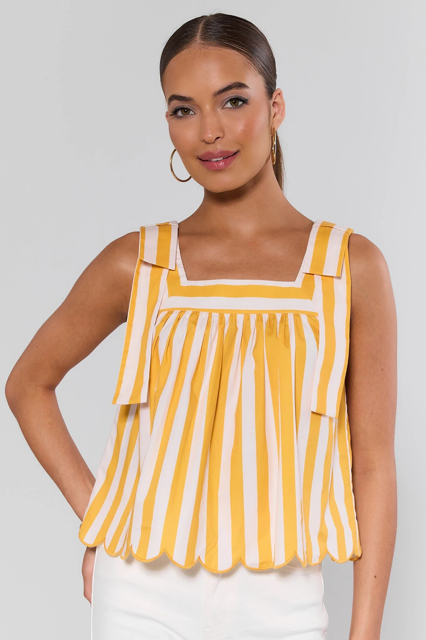 Lindsey Yellow Striped Tank Top | Avara