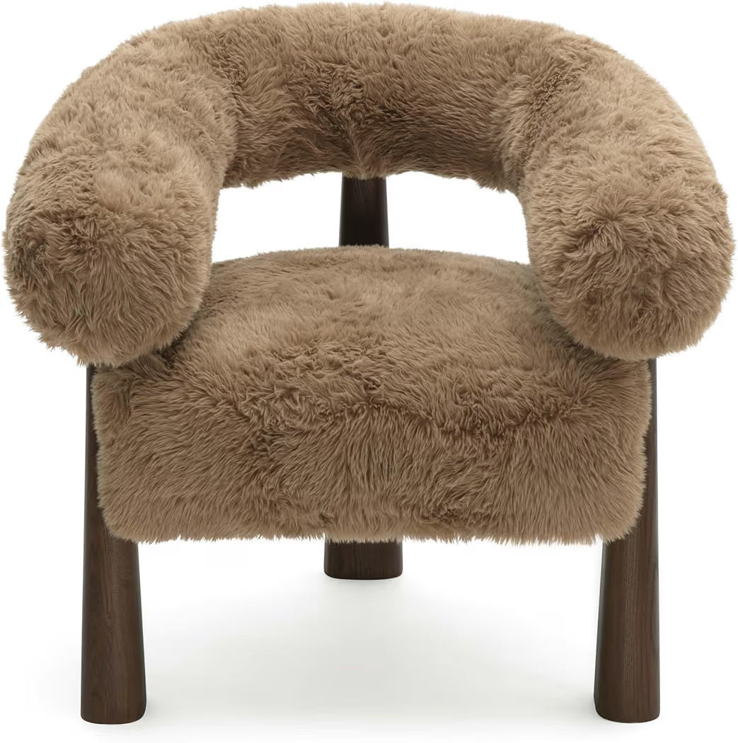 First of a Kind Accent Chair in Taupe Faux Shearling | Amazon (US)