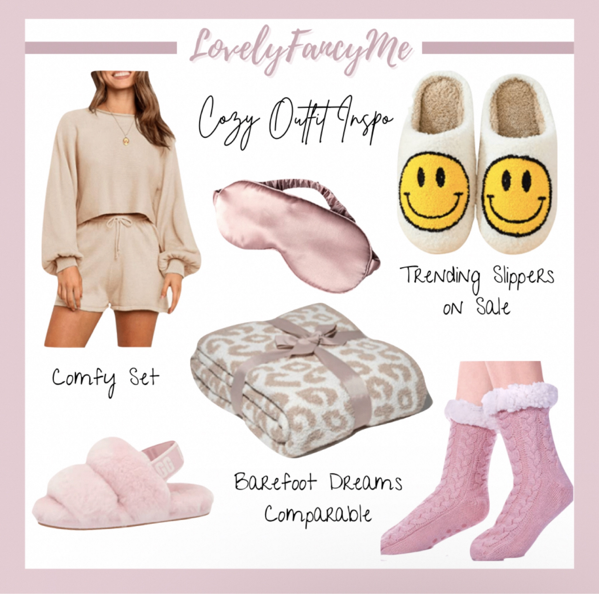 Cozy outfit inspo, comfy outfits inspo, cold days means staying warm at home. All under $60 amazon finds, amazon fashion finds, barefoot dreams blanket dupe, smiley slippers, ugg slippers, fluffy slippers, fluffy socks, matching set, loungewear, lounge set, silk eye mask

#LTKunder100 #LTKhome #LTKfit 