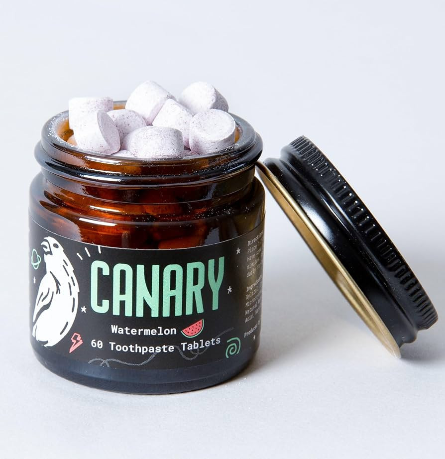 Canary Watermelon Toothpaste Tablets - 1 Month Supply, 60 ct - Plastic Free - Fluoride Free - Mad... | Amazon (US)