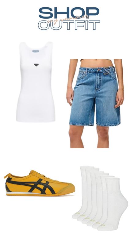 Summer outfit, vacation outfit, onitsuka sneakers, ankle socks, tank top, Bermuda shorts, staud 

#LTKStyleTip #LTKShoeCrush #LTKTravel