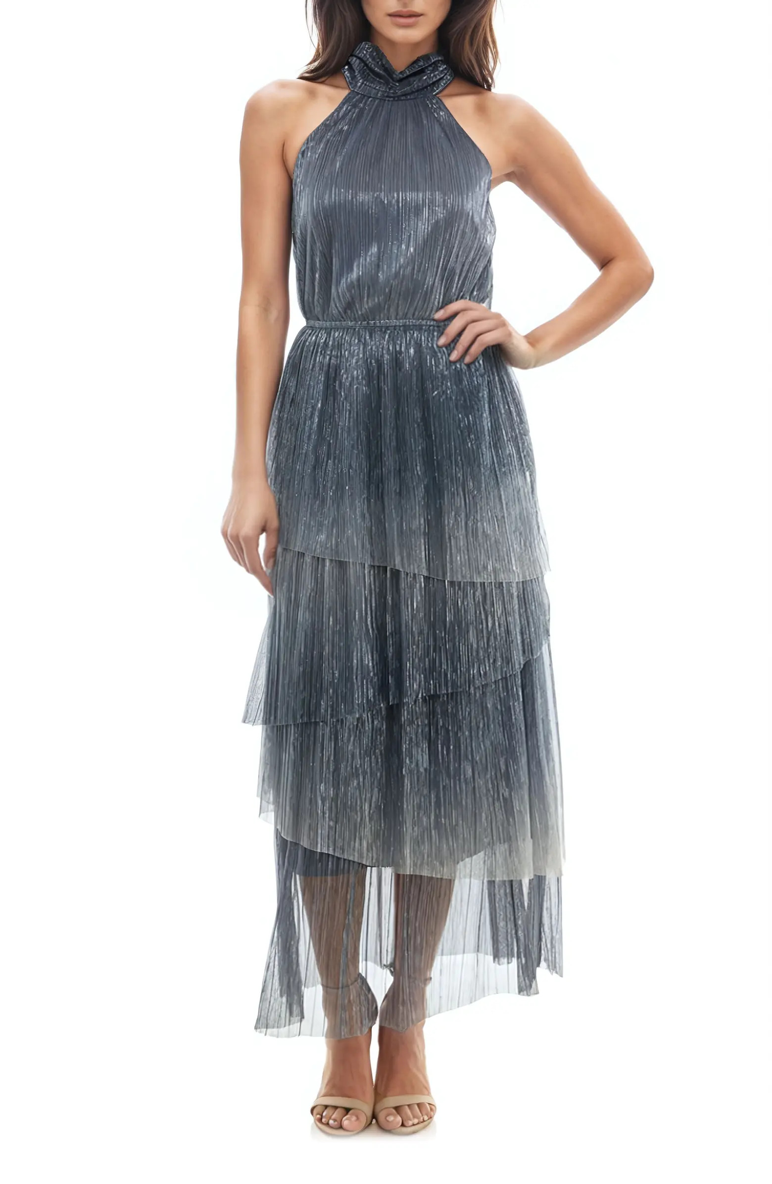 Socialite Metallic Tiered Crinkle Maxi Dress | Nordstrom | Nordstrom
