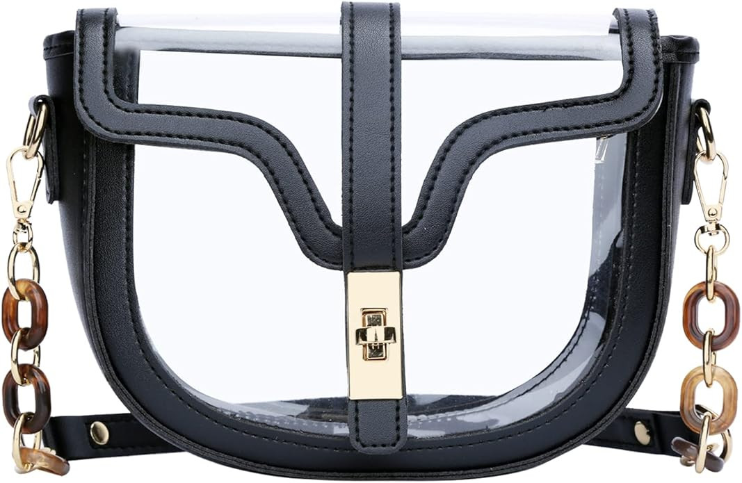 KKXIU Clear Crossbody Bag for Women Stadium Approved Vegan Leather Concert Shoulder Sports See-Th... | Amazon (US)