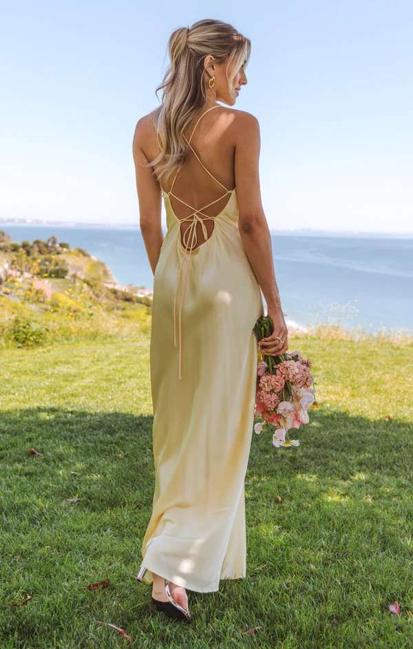 Dani Slip Dress ~ Pale Yellow Luxe Satin | Show Me Your Mumu