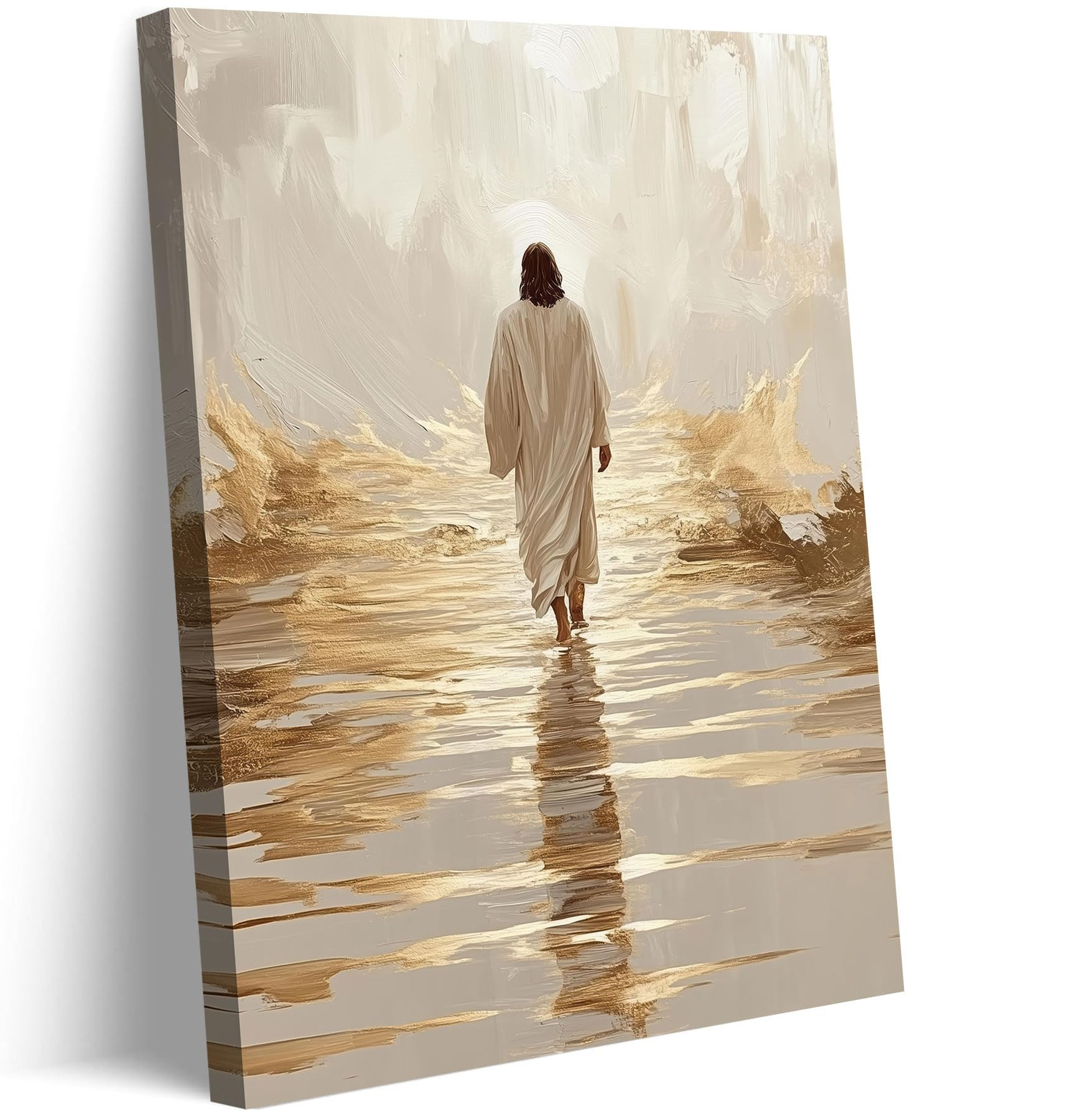 Jesus Walking On Water Canvas Wall Art Christ God Maritime Sauntering Wall Decor Picture I With J... | Amazon (US)