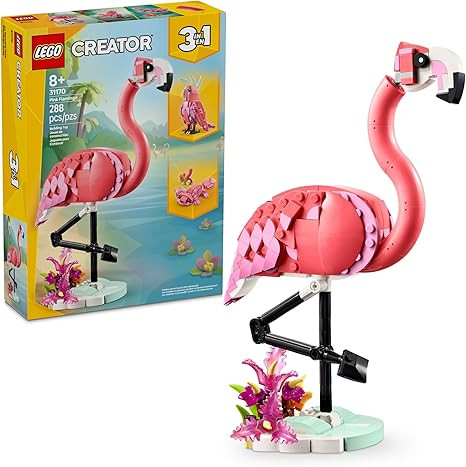 LEGO Creator 3 in 1 Wild Animals: Pink Flamingo Animal Building Toy - Playset with 3 Build Option... | Amazon (US)
