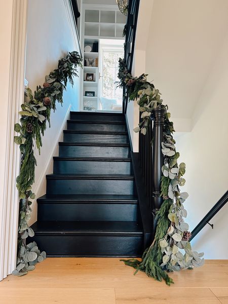The stairway garland is a work in progress, I used 2 different garlands and picks where needed to create this look!

#LTKhome #LTKSeasonal #LTKHoliday