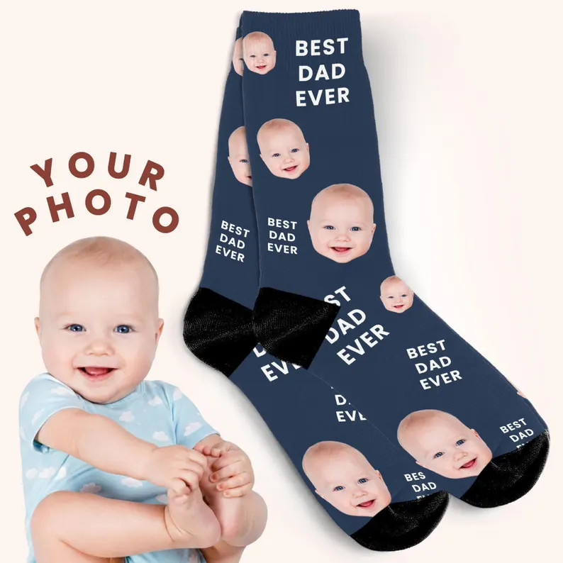 Best Dad Ever Socks, Socks With Custom Photo and Text for Father's Day - Etsy | Etsy (Global)