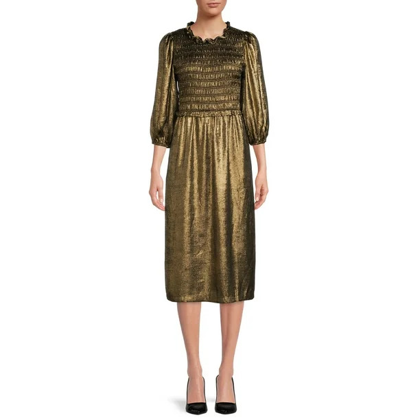 The Get Women's Metallic Midi Dress - Walmart.com | Walmart (US)