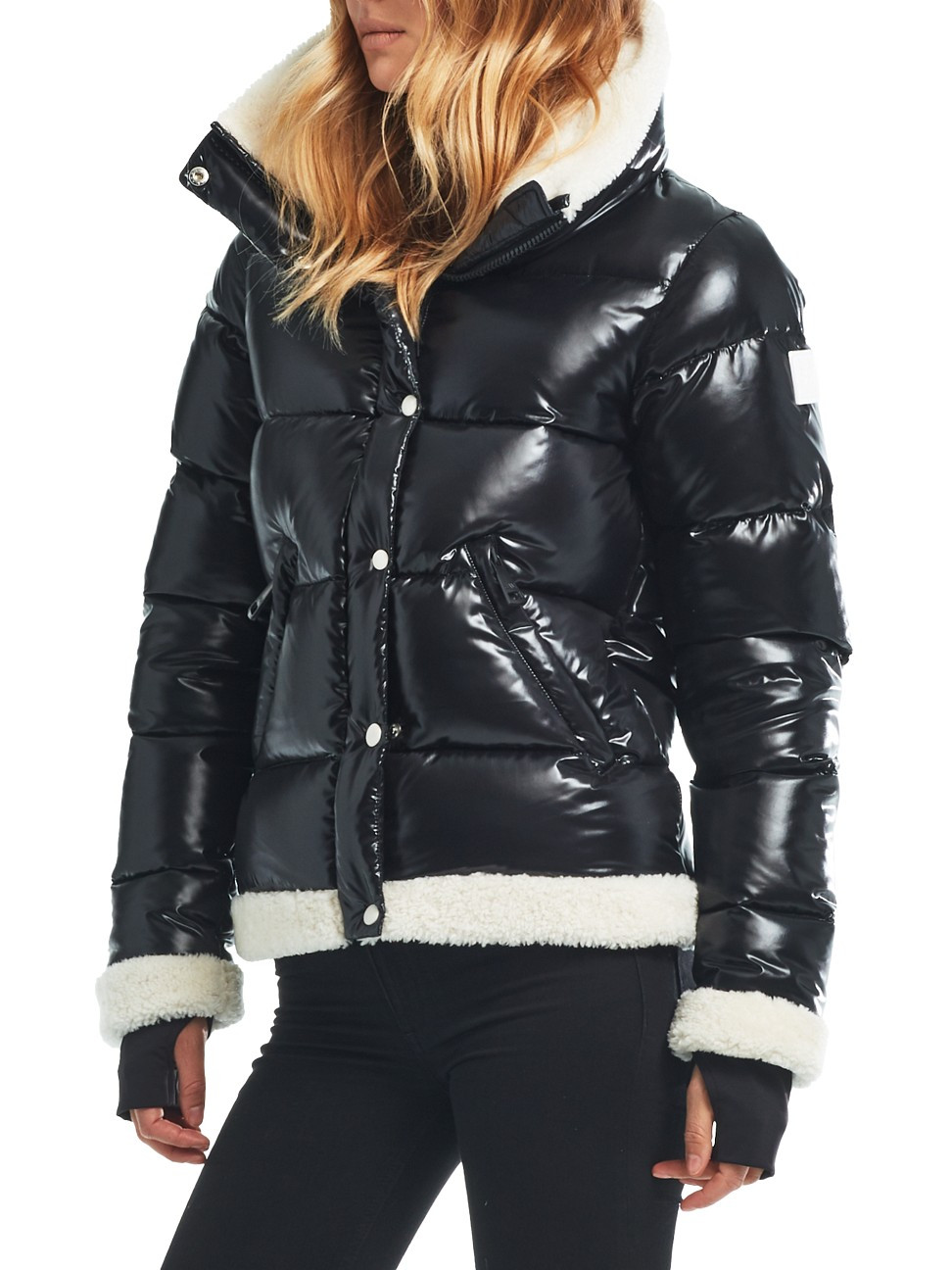 Women's Gigi Shearling-Trimmed Shell Puffer Jacket - Jet - Size XL - Jet - Size XL | Saks Fifth Avenue