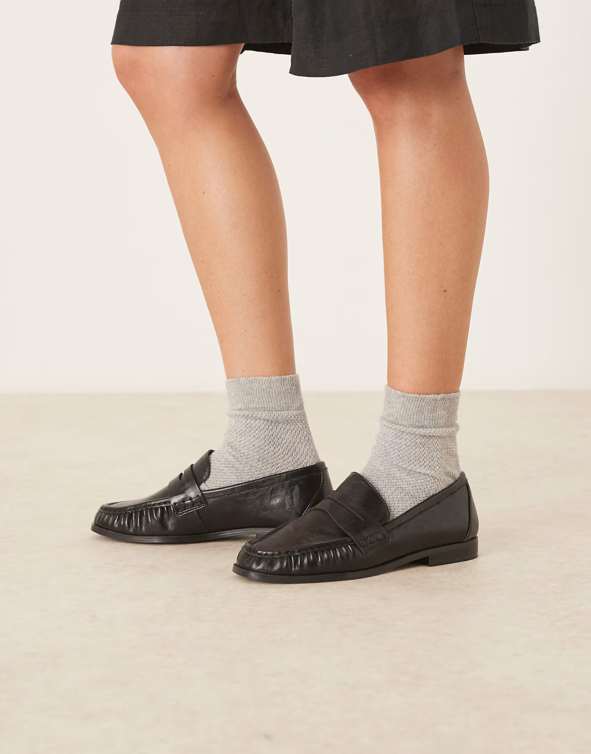 ASOS DESIGN Wide Fit Minnie ruched detail loafer in black | ASOS | ASOS (Global)