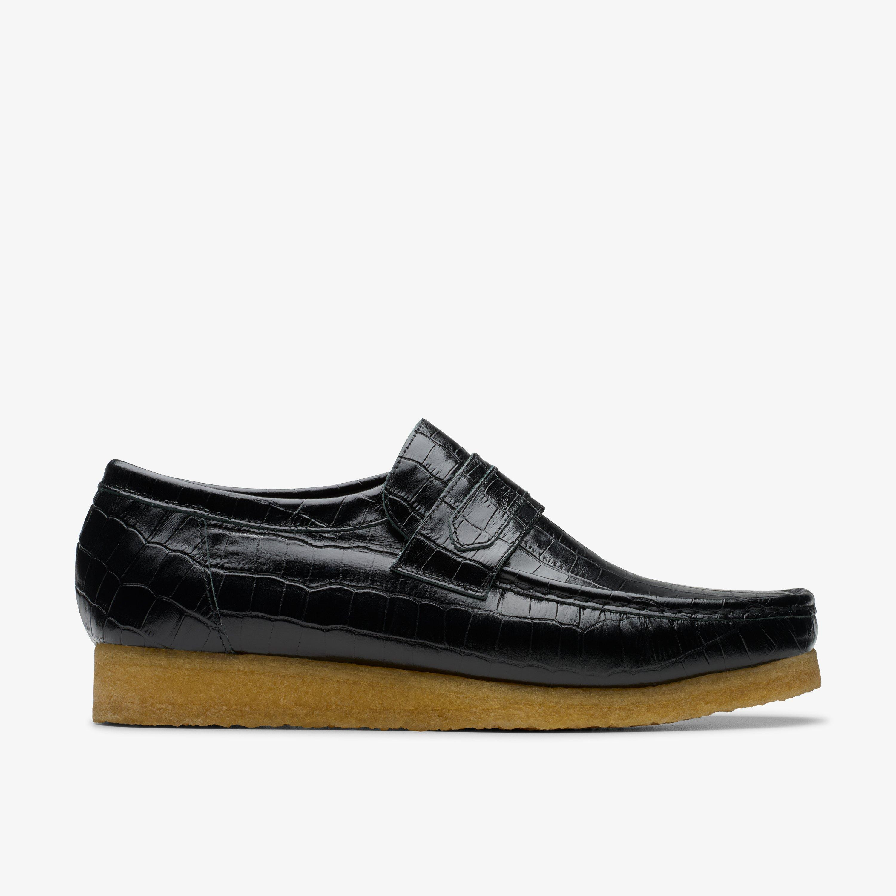 Mens Wallabee Loafer Black Crocodile Shoes | Clarks (US)