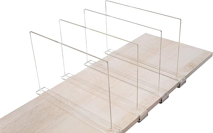 A & R 4 Pack Acrylic Shelf Dividers - Clear Vertical Closet Organizer Set for Kitchen Cabinets, C... | Amazon (US)