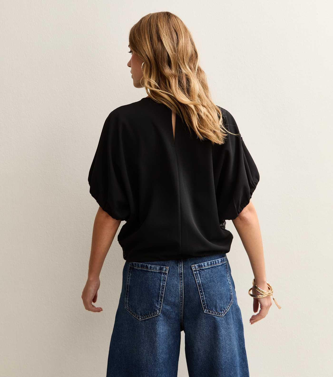 Black Bubble Hem Sequin Top | New Look | New Look (UK)
