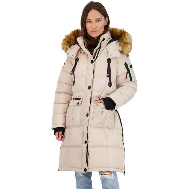 Canada Weather Gear Women's Faux Fur Insulated Long Puffer Coat Beige Size L - Walmart.com | Walmart (US)