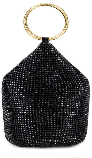 Ellie Crystal Mesh Ring Handle Bag in Black | Revolve Clothing (Global)