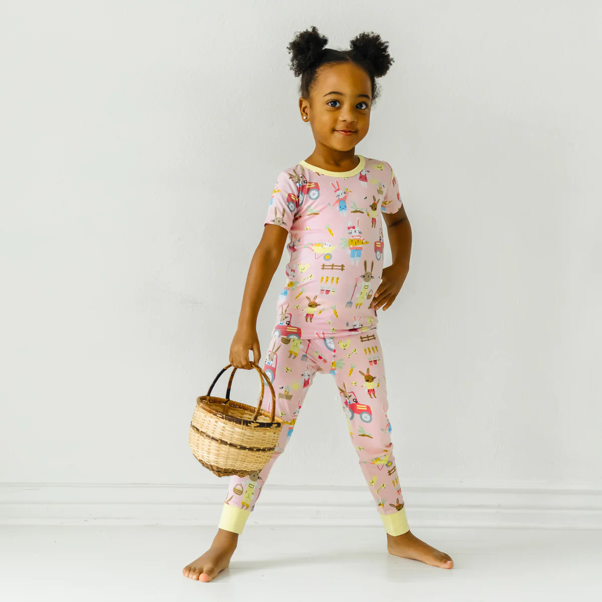 Petal Hop To It Two-Piece Short Sleeve Bamboo Viscose Pajama Set | Little Sleepies