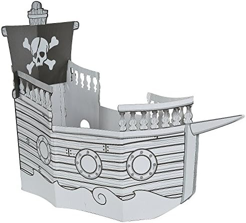 Coloring Pirate Ship Playhouse - DIY Cardboard House for Kids - Fort Folds easily for storage | Amazon (US)