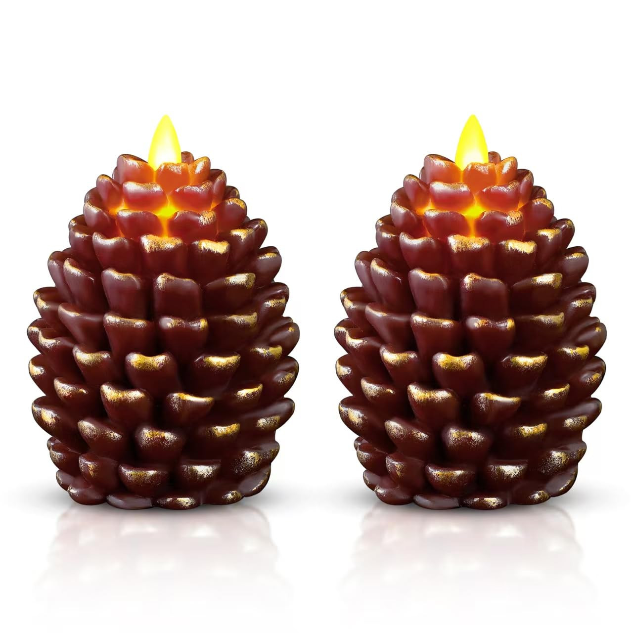 Christmas Pinecone Candles Flameless,Battery Operated Candles with Flickering Wick,Indoors Fake C... | Amazon (US)
