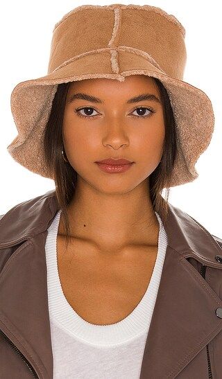 Reversible Faux Shearling Bucket Hat in Natural | Revolve Clothing (Global)