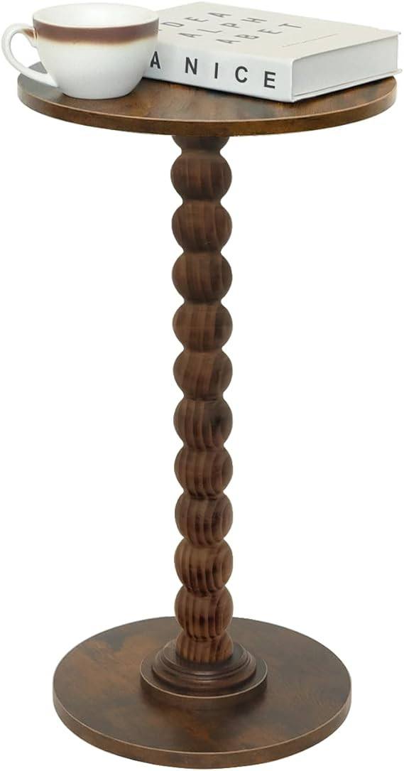 Round Side Table, Small Drink Table for Small Spaces, Modern Accent Nightstand with Solid Wood Le... | Amazon (US)