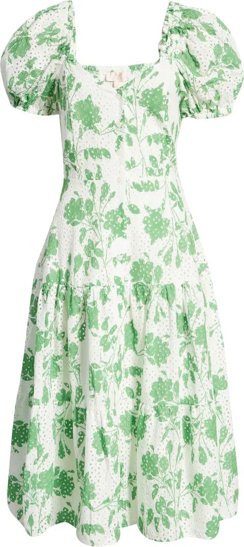 Rachel Parcell Floral Cotton Eyelet Midi Dress | Nordstrom | Nordstrom