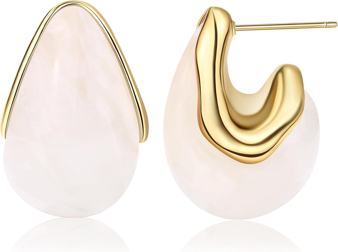 Acrylic Teardrop Hoop Earrings Chunky Gold Dangle Drop Earring Vintage Statement Jewelry for Wome... | Amazon (US)