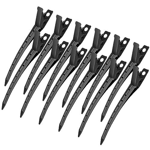 24Pcs Duck Billed Hair Clips for Styling Sectioning, Metal Hair Clips for Women Long Hair, Metal Alligator Curl Clips for Hair Roller Salon(Black) | Amazon (US)