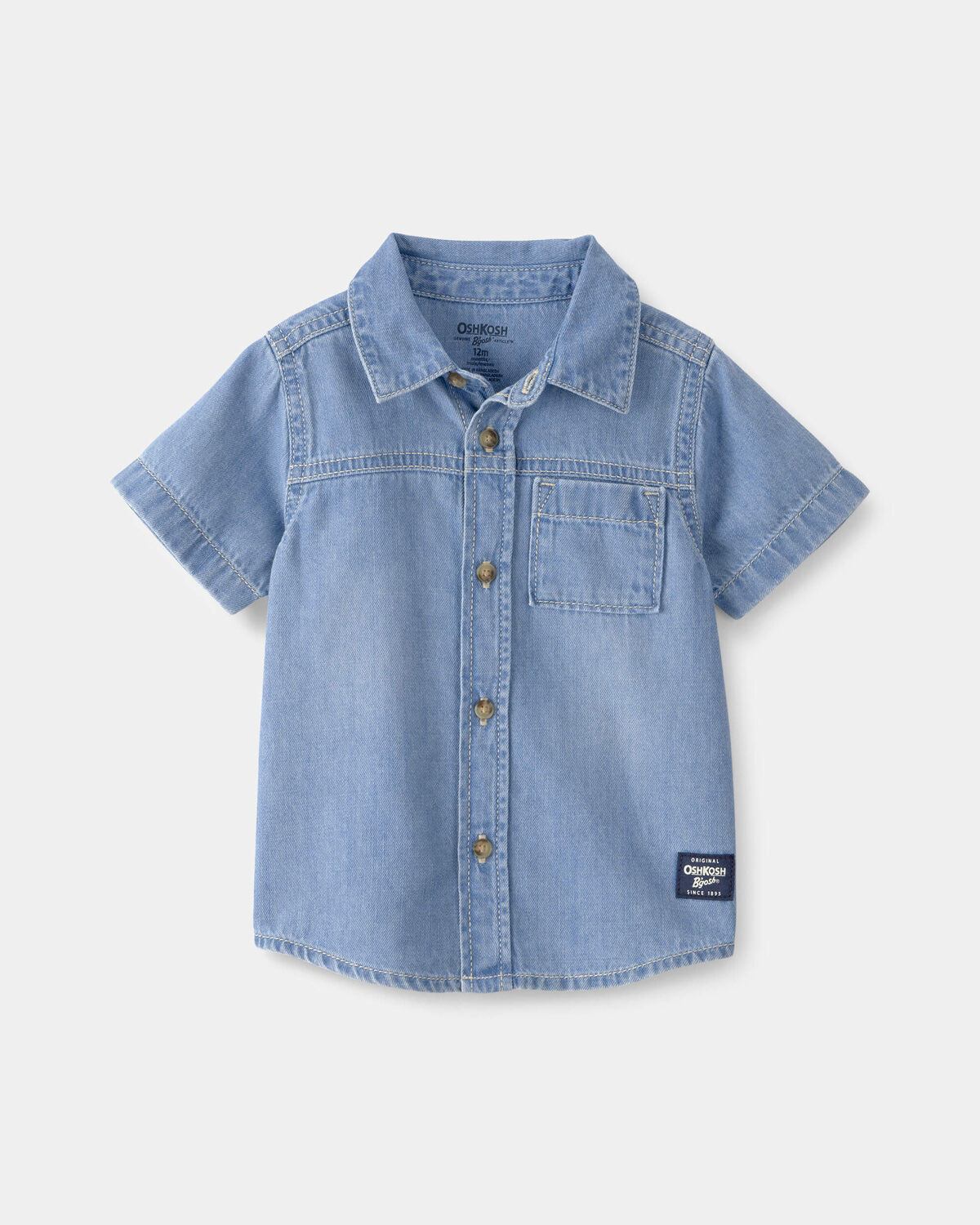 Baby Boy Denim Button-Down Shirt - Blue | Carter's Inc